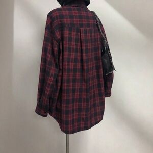 Red and Black Plaid Button-Up Shirt